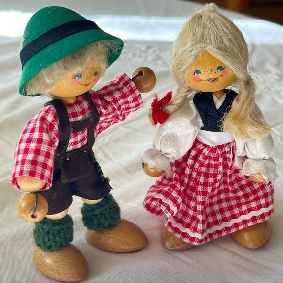 Resi Prosel West Germany Mini Dolls Girl Boy Handcrafted Christmas Wooden - Picture 3 of 14